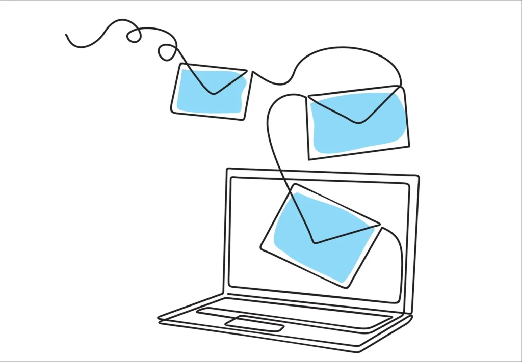 How to build an email list: laptop illustration showing email list building strategies