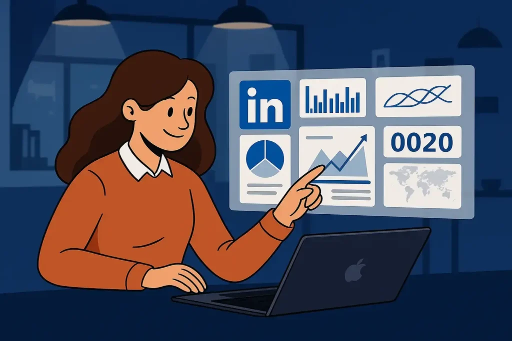 B2B LinkedIn ads dashboard displaying ad types and performance metrics