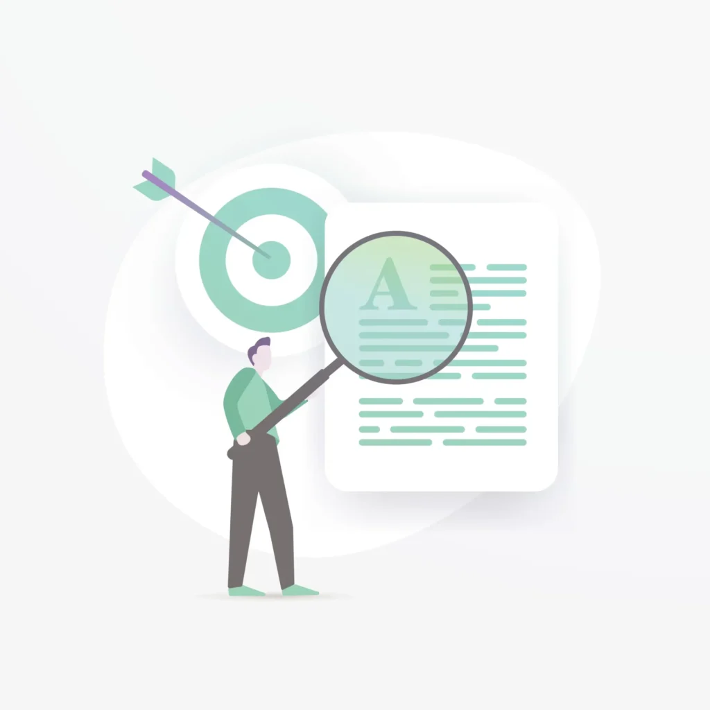 Evergreen content strategy illustration showing targeted content analysis for SEO success