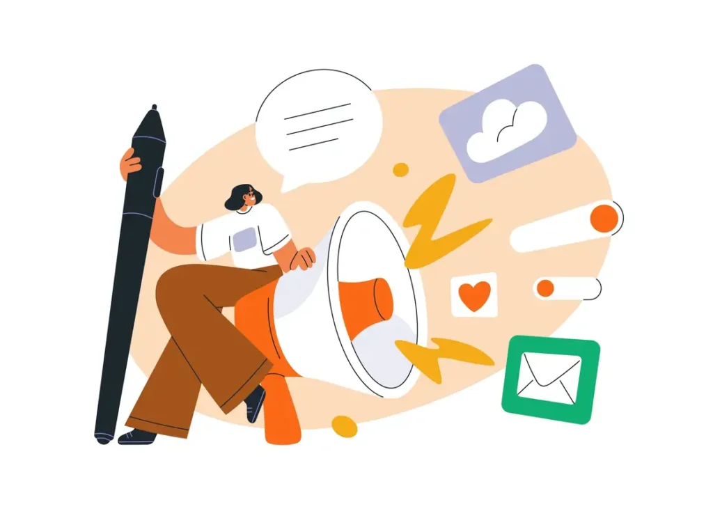 Content promotion strategies with megaphone showing how to promote content effectively