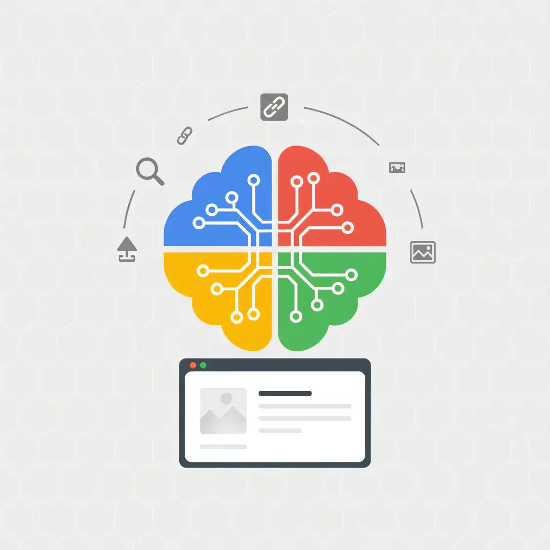 Google AI Overview: A Complete Guide to the Future of SEO & Search A brain with Google's colors, showing how the Google AI overview works.