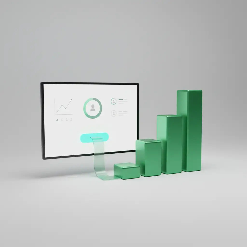 How Professional Web Design Drives Business Growth (5 Critical Reasons) 3D graphic showing the importance of web design, with a website driving business growth.