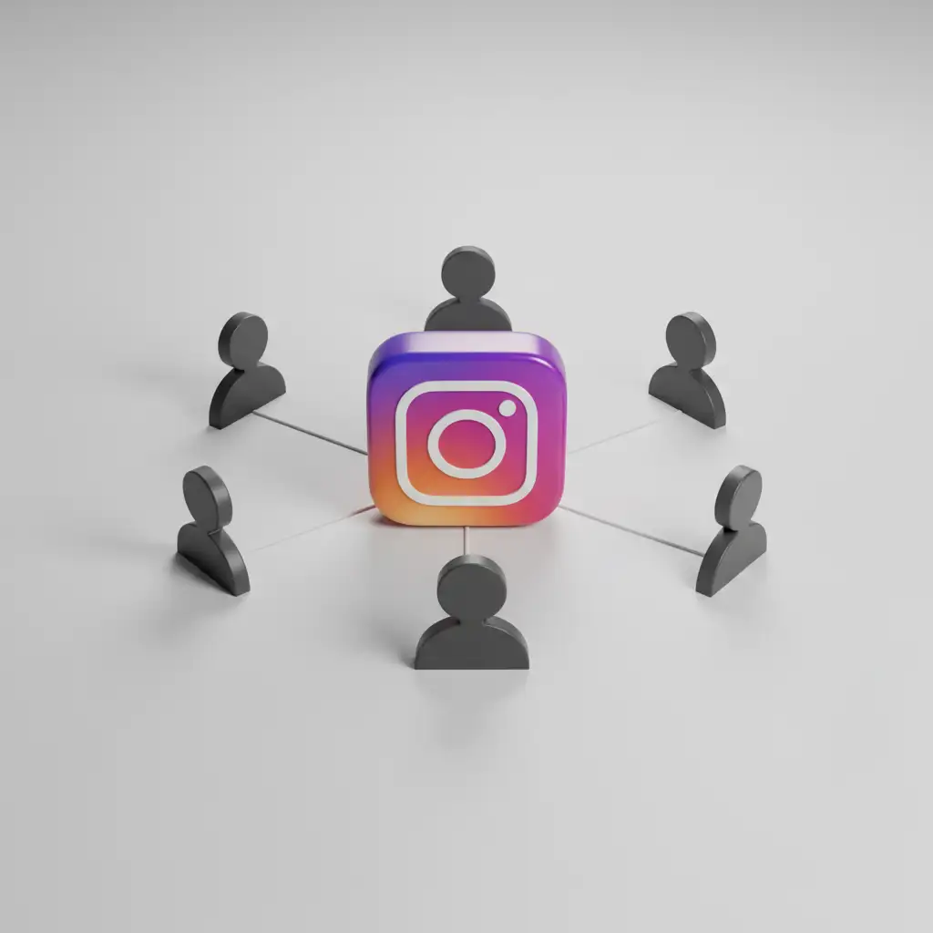 Boost Your Instagram Reach: Understanding the Accounts Reached Metric 3D graphic explaining the accounts reached Instagram meaning: one source to many users.